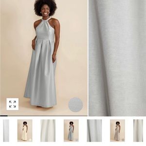 Lulu Kate Mother of the Groom dress silk shantung pewter color